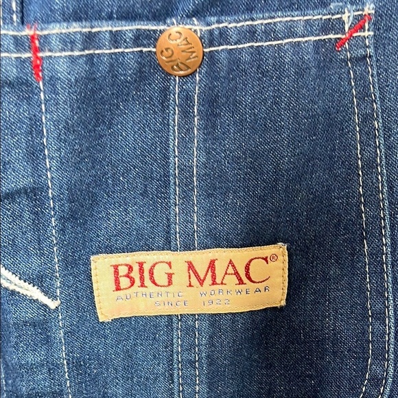 Big Mac Workwear Blue Denim Overalls Men's Size 42x30 BLEMISH - Picture 4 of 8